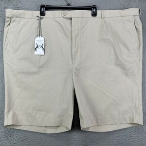 Peter Christian Mens Khaki Shorts‎ 56 Beige Flat Front Pocket Casual Cotton NEW